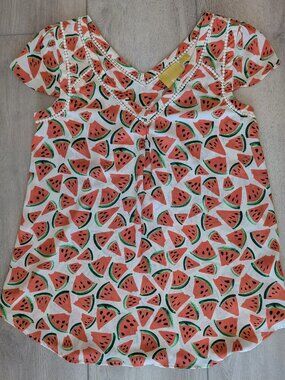 NWT Anthropologie Maeve Picnic Days Watermelon Print Blouse – Size 4